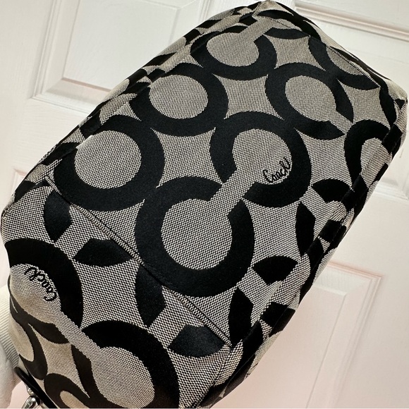 Coach Parker Opt Art Signature Canvas Hobo Bag Black Leather Vintage Y2K - Picture 6 of 11